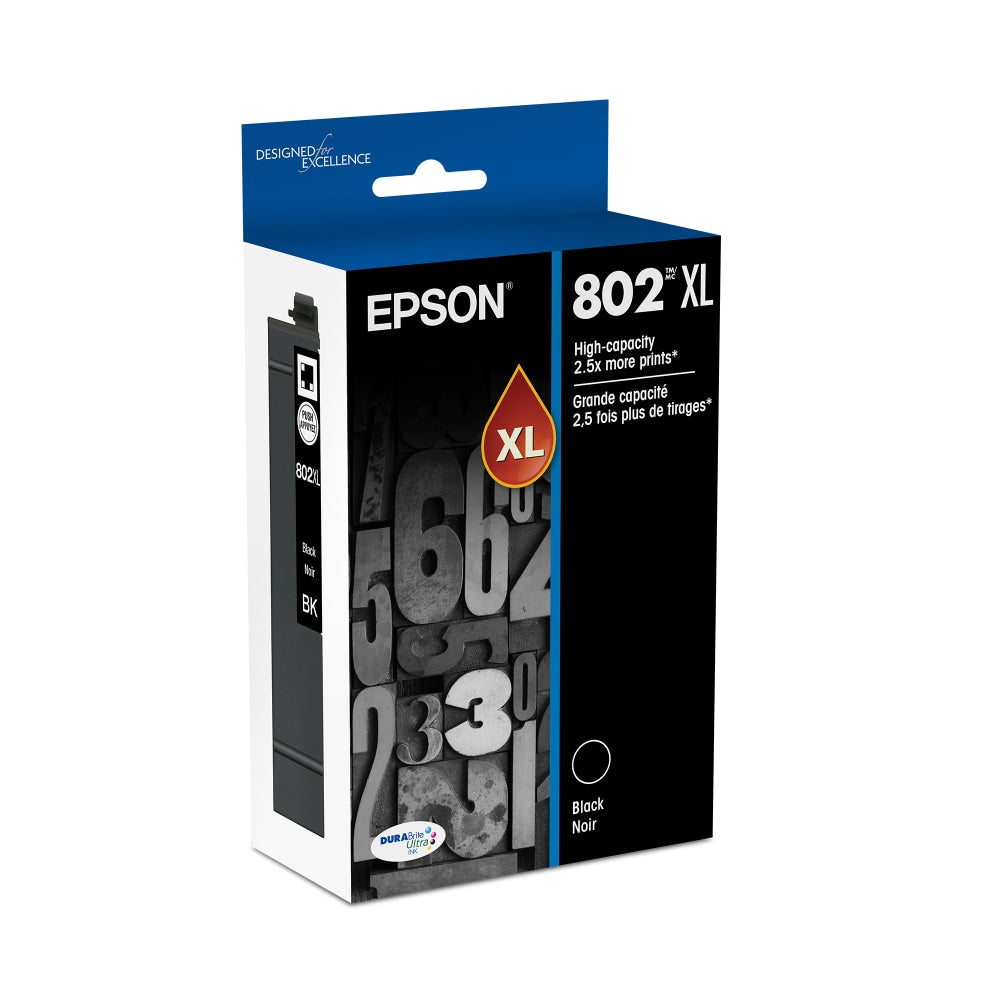 Epson 802 DuraBrite Ultra High-Yield Black Ink Cartridge, T802XL120-S