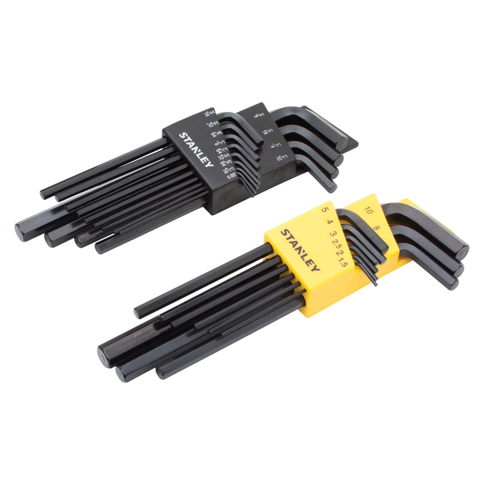 Stanley 22-Piece Long-Arm Metric And SAE Hex Key Propeller Turner Set, Black