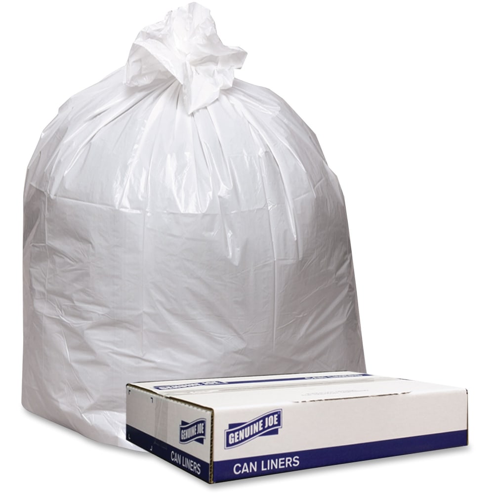 Genuine Joe Low Density White Can Liners, 45 gal Capacity, 40inx 46inx0.90 mil (23 Micron) Thickness, 100 Count - 4046W