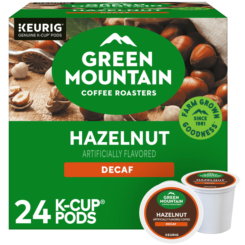 Green Mountain Coffee Roasters Hazelnut Decaf Coffee, Keurig Single-Serve K-Cup Pods, Light Roast, 24 Count