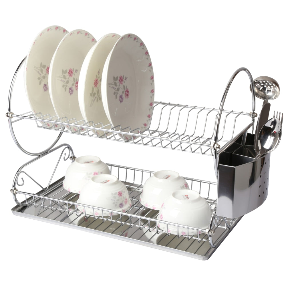 MegaChef 17-1/2in Dish Rack, Silver