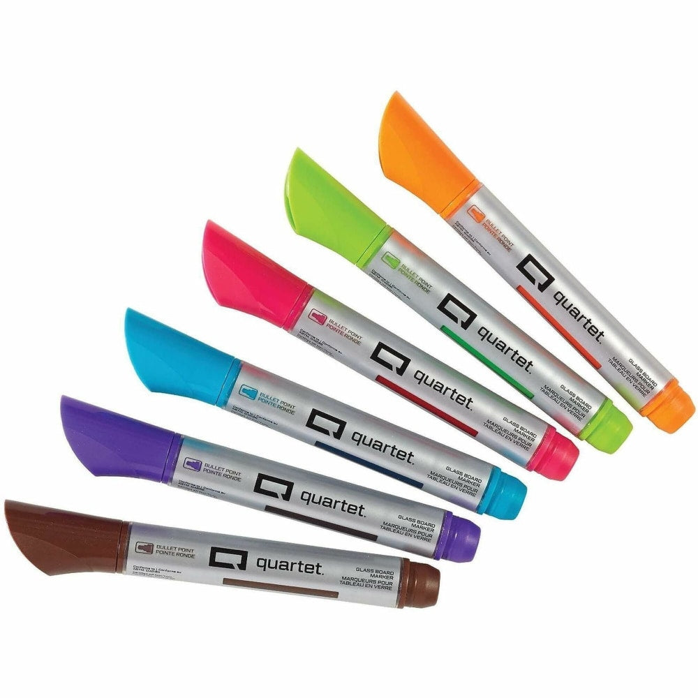 Quartet Premium Glass Board Dry-erase Markers - Pink, Blue, Green, Orange, Purple, Brown Ink - Liquid - 6 / Pack