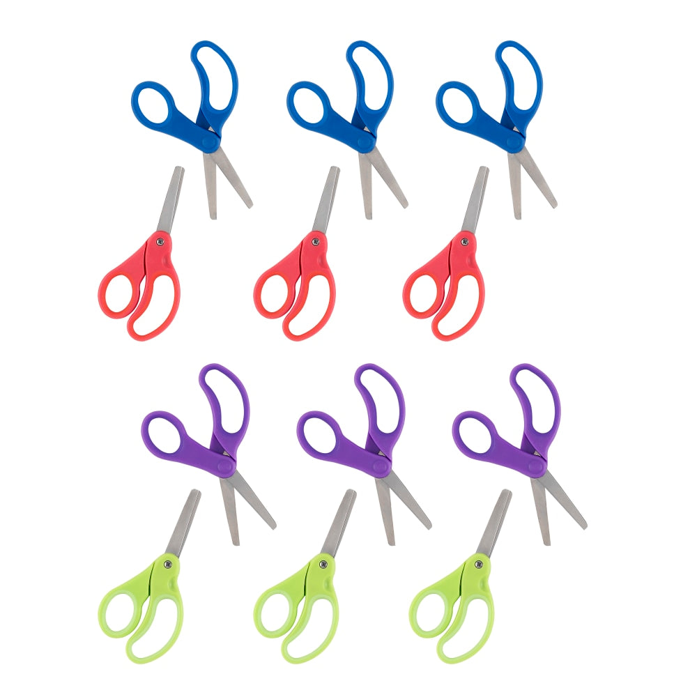 Office Depot Brand Kids Scissors, 5in, Blunt Tip, Assorted Colors, Pack Of 12 Scissors