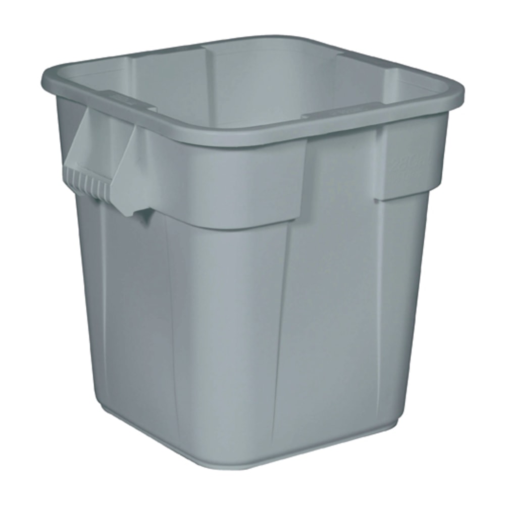 Rubbermaid Commercial Square Brute Container - 28 gal Capacity - Square - Handle, Rounded Corner, Easy to Clean, Sturdy - 352600GY