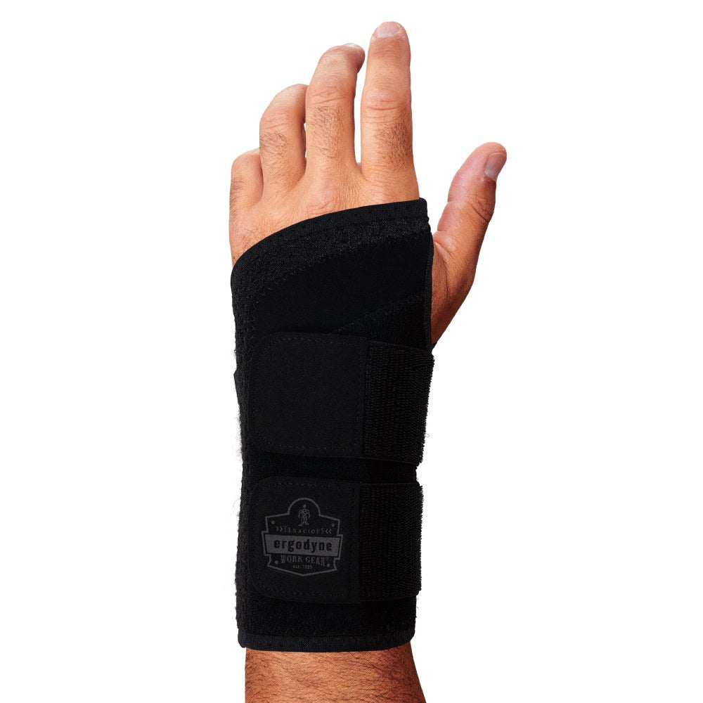 Ergodyne ProFlex 4015 Wrist Brace Support, Double Strap, L-Left, Black