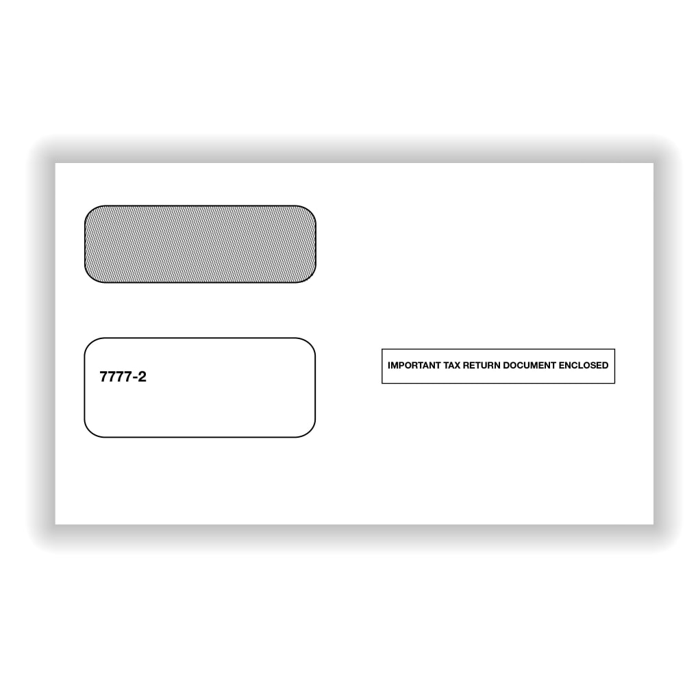 ComplyRight Double-Window Tax Form Envelopes For Laser And Continuous 1099 Forms, 5-5/8in x 9in, Self-Seal, White, Pack Of 50 Envelopes