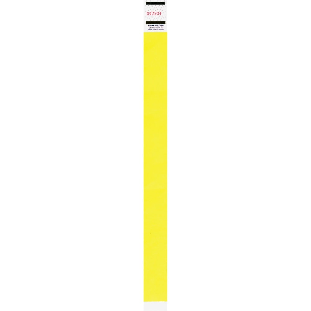 Advantus Tyvek Wristbands, Neon Yellow, Pack Of 500 Wristbands