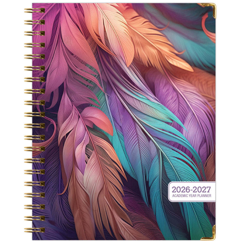 2026-2027 Excello Brands 14-Month Academic Year Hardcover Weekly/Monthly Fashion Planner, 8-1/2in x 11in, Pastel Peacock, May To June, Total Qty 1