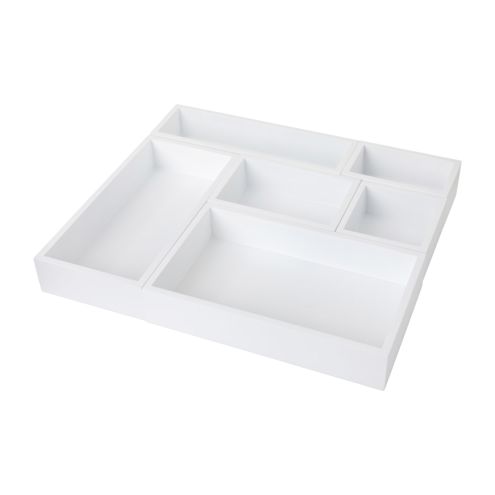 Martha Stewart Enzo 6-Piece Desk Drawer Organizer Set, 2inH x 15inW x 13inD, White