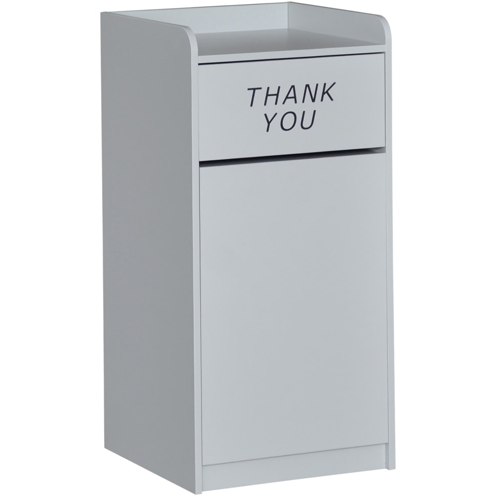 Flash Furniture Rectangular Wood Tray-Top Trash Receptacle, Gray