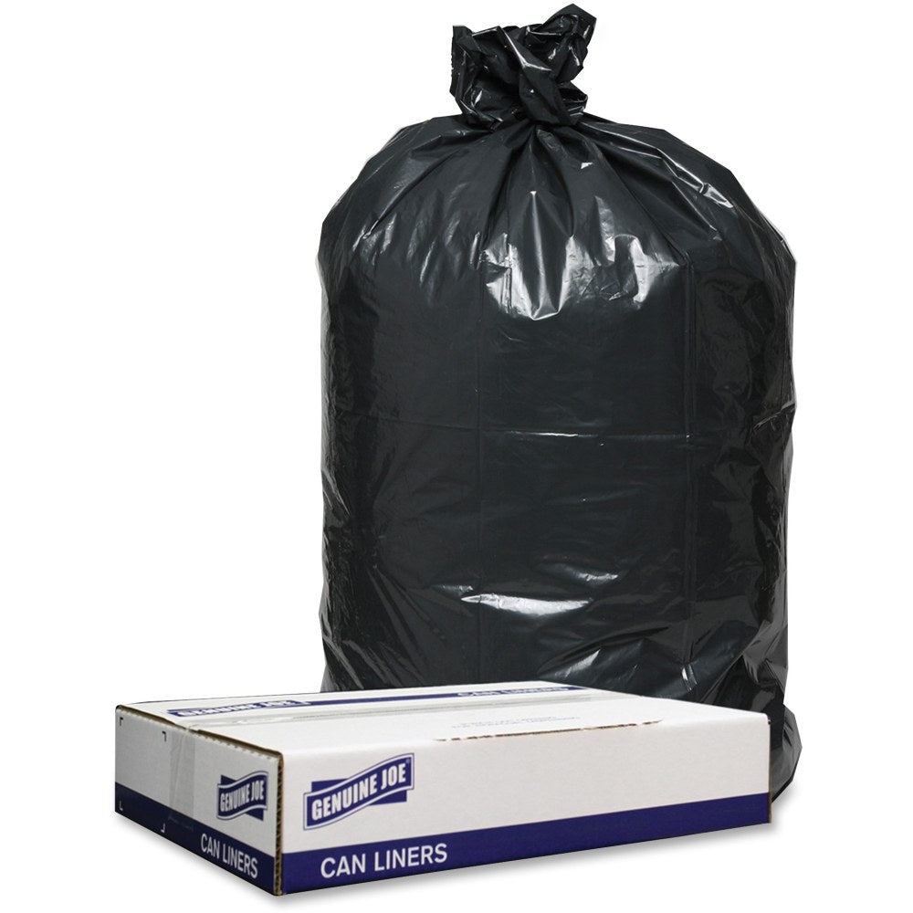 Genuine Joe Low Density Black Can Liners, 45 gal Capacity, 40inx 46inx1.20 mil (30 Micron) Thickness, 100 Count- 98208