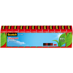 Scotch Transparent Greener Tape, 3/4 x 900 in, 12 Tape Rolls, Clear, Back to School Supplies, College Supplies, and Teacher Supplies