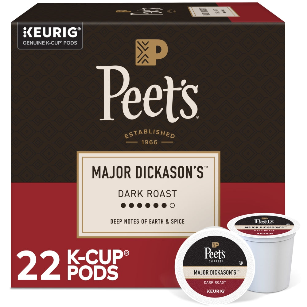 Peets Coffee Major Dickasons Blend K-Cup Pods, Carton Of 22
