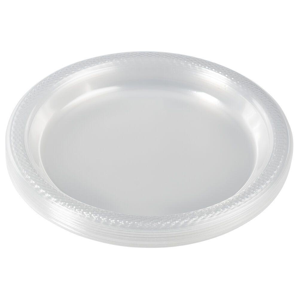 JAM PAPER Round Plastic Party Plates, Small, 7 inch, Clear, 20/Pack