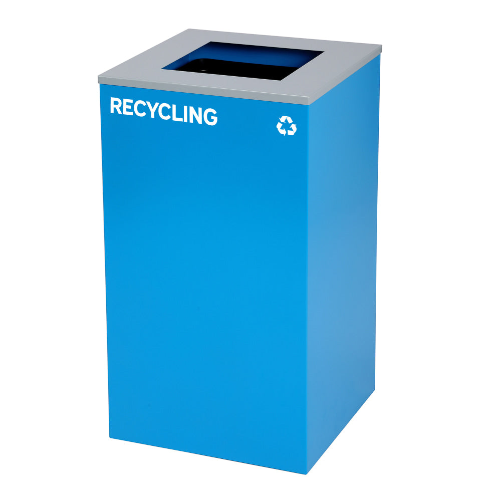 Alpine Industries Stainless Steel Recycling Bin With Square Lid, 29 Gal, 30inH x 16-15/16inW x 16-15/16inD, Blue, ALP4450KITBLUSRE