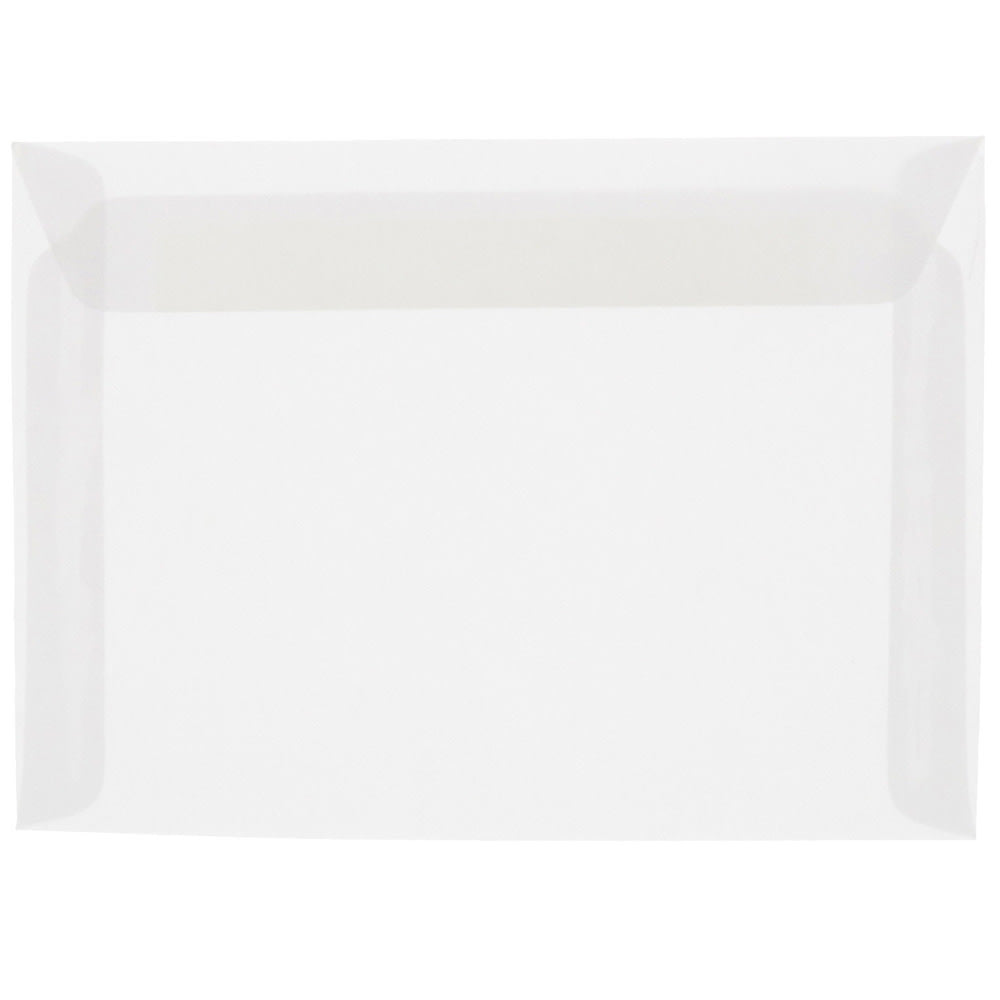 JAM Paper Booklet Envelopes, 9in x 12in, Gummed Seal, Clear, Pack Of 25