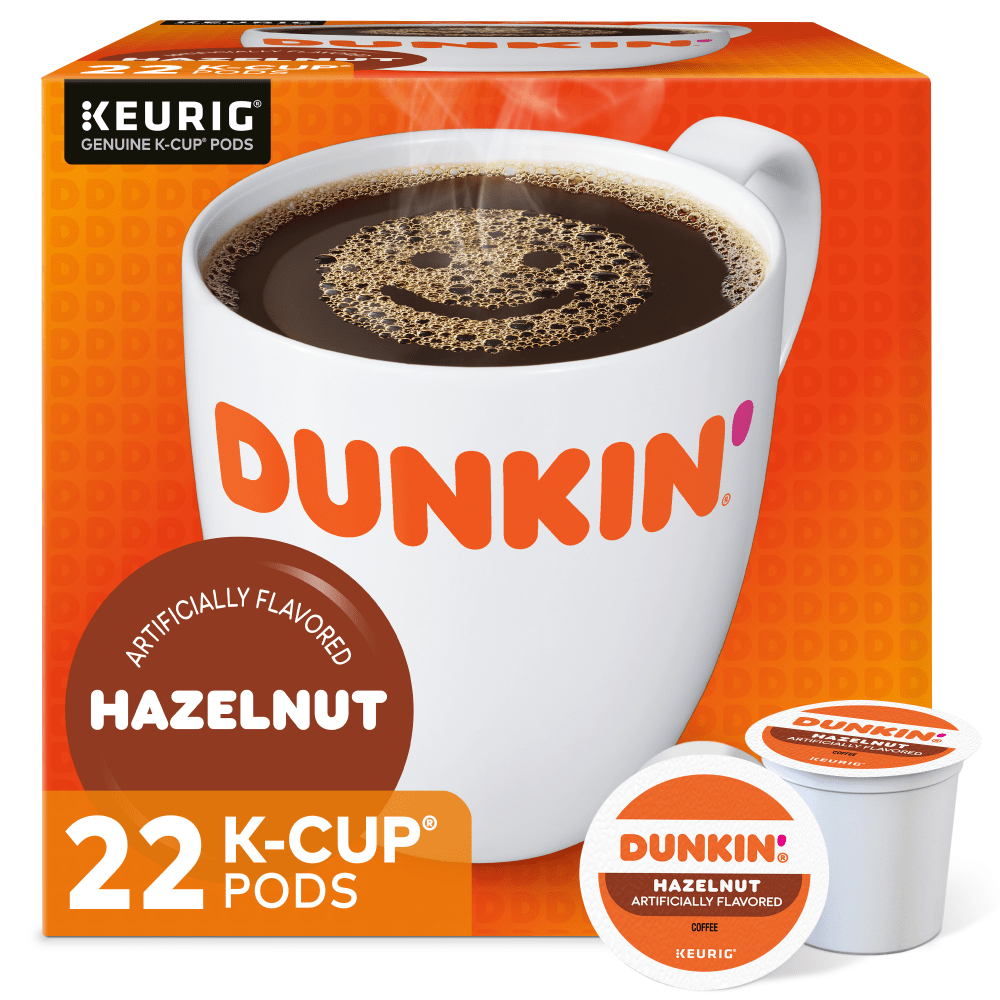 Dunkin Donuts Single-Serve Coffee K-Cup, Hazelnut, Carton Of 22