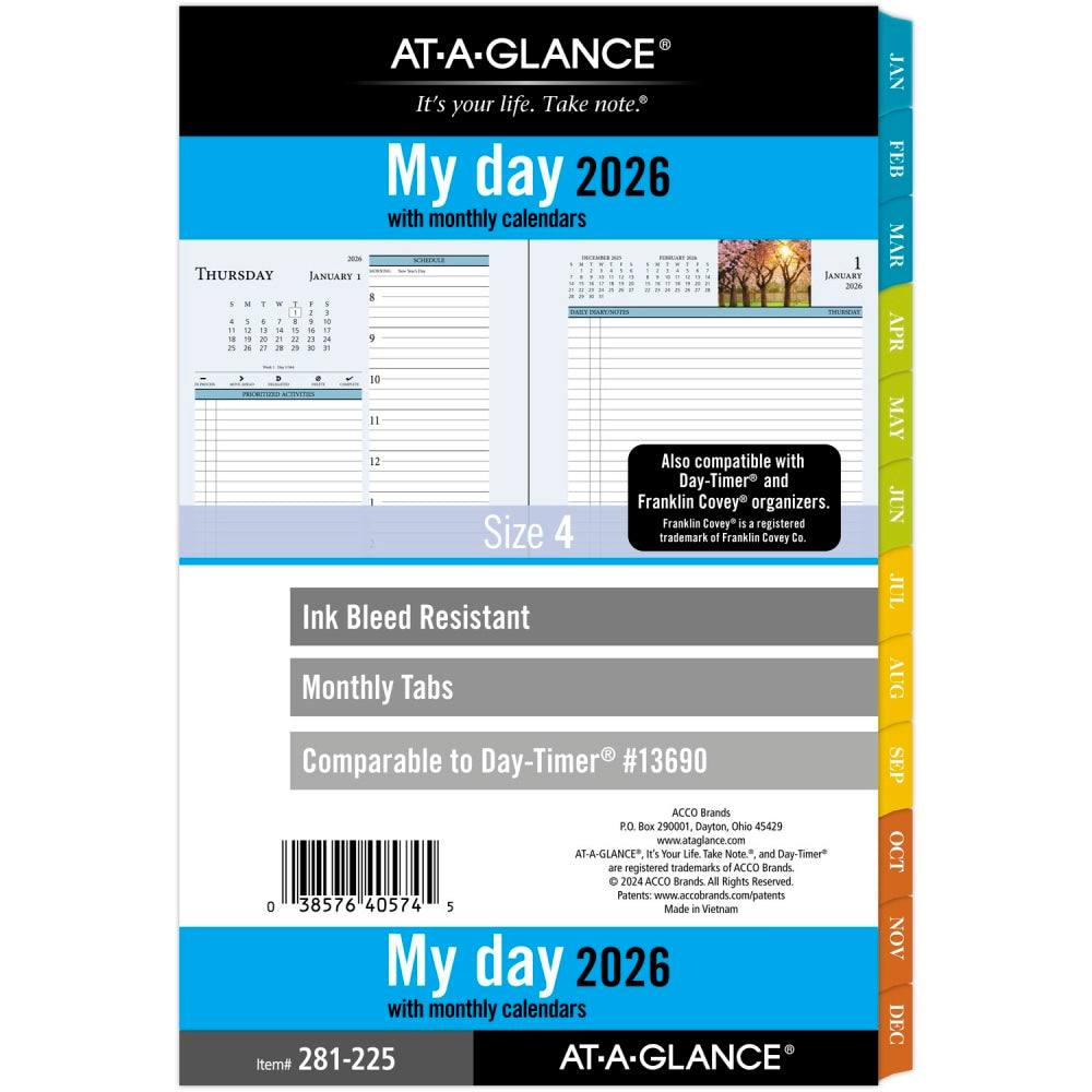 AT-A-GLANCE 2026 Zenscapes Daily Monthly Planner Two Page Per Day Refill, Loose-Leaf, Desk Size, 5 1/2in x 8 1/2in