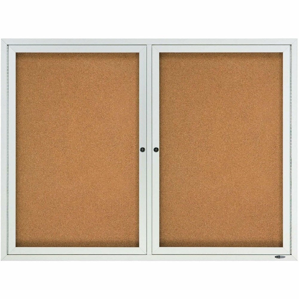 Quartet Classic Enclosed Cork Bulletin Board, 48in x 36in, Aluminum Frame With Silver Finish