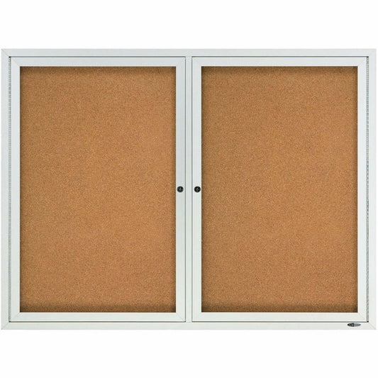 Quartet Classic Enclosed Cork Bulletin Board, 48in x 36in, Aluminum Frame With Silver Finish
