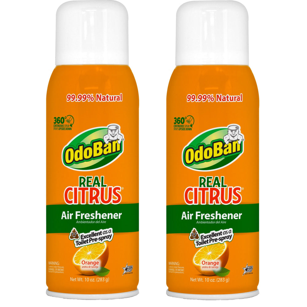 OdoBan Real Citrus Air Freshener, Orange Scent, 10 Oz, Set Of 2 Spray Cans