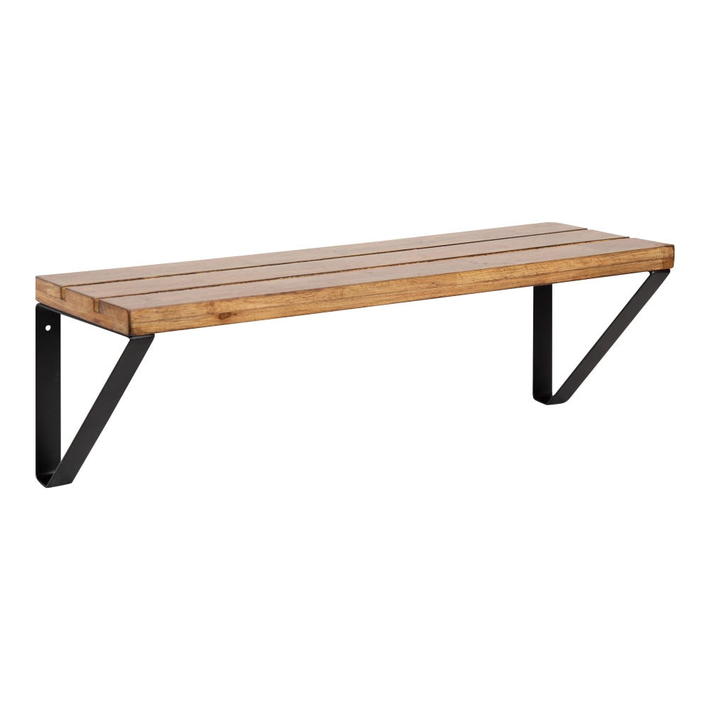 Kate and Laurel Samuels Wall Shelf, 7-1/2inH x 23-1/2inW x 8inD, Rustic Brown/Black