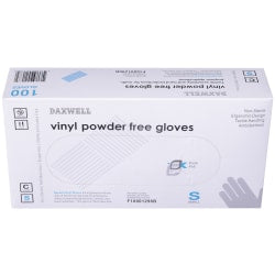 Daxwell Powder Free Vinyl Gloves, Small, Box Of 100