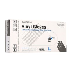 Daxwell Powder Free Vinyl Gloves, Large, Box Of 100