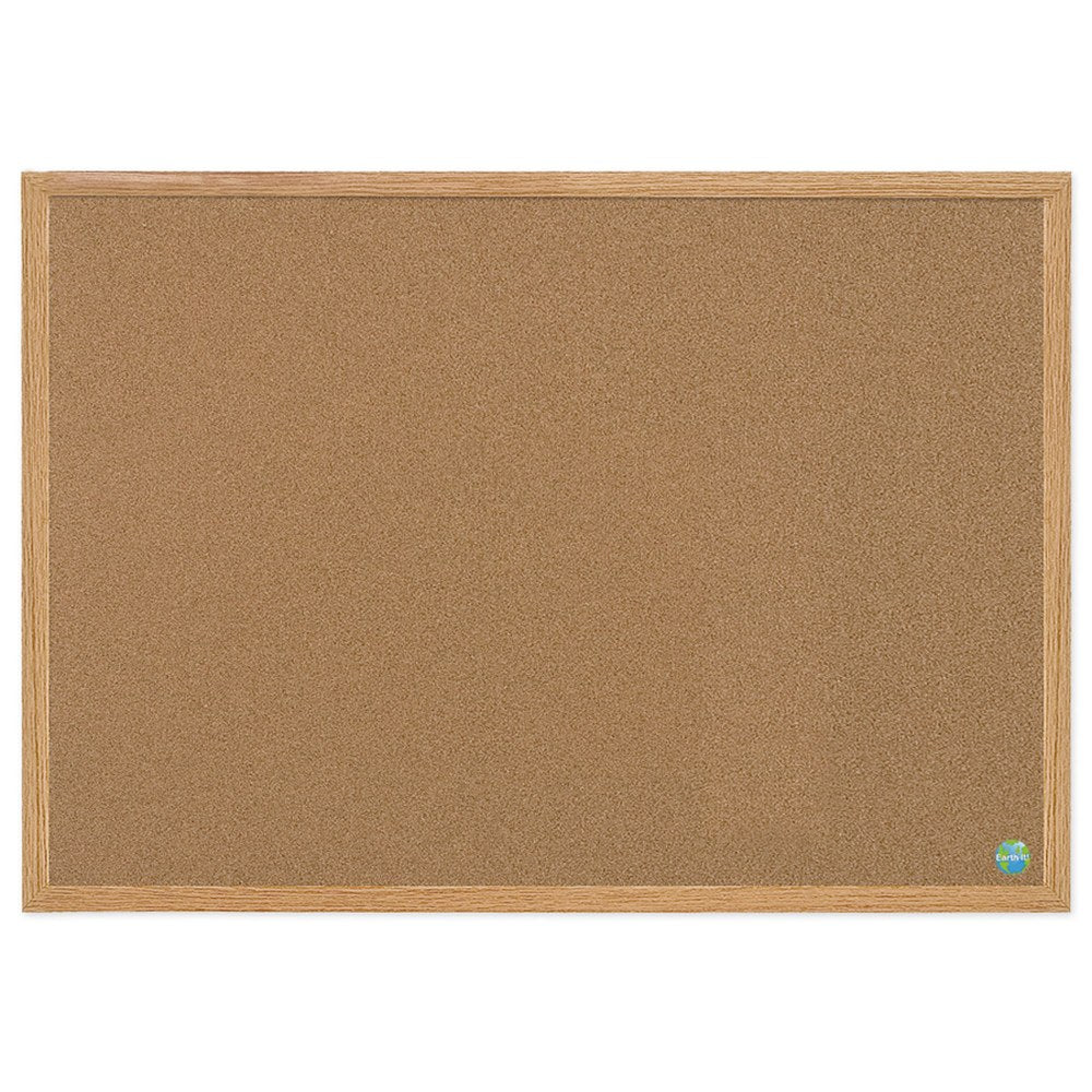 MasterVision Earth Cork Board, 24in x 36in, 60% Recycled, Wood Frame