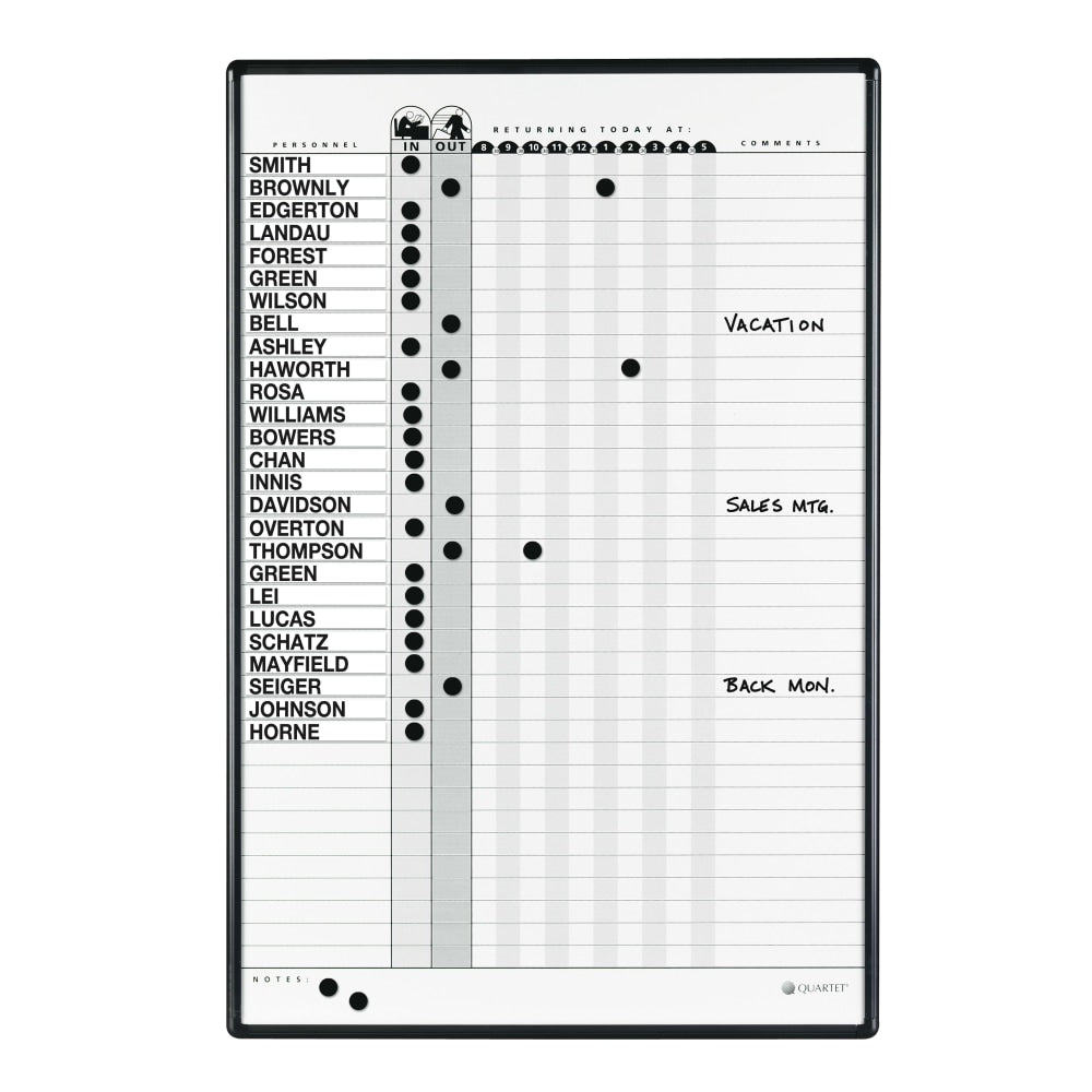 Quartet Classic DuraMax Magnetic Dry-Erase In/Out Board, 24in x 36in, Aluminum Frame With Black Finish