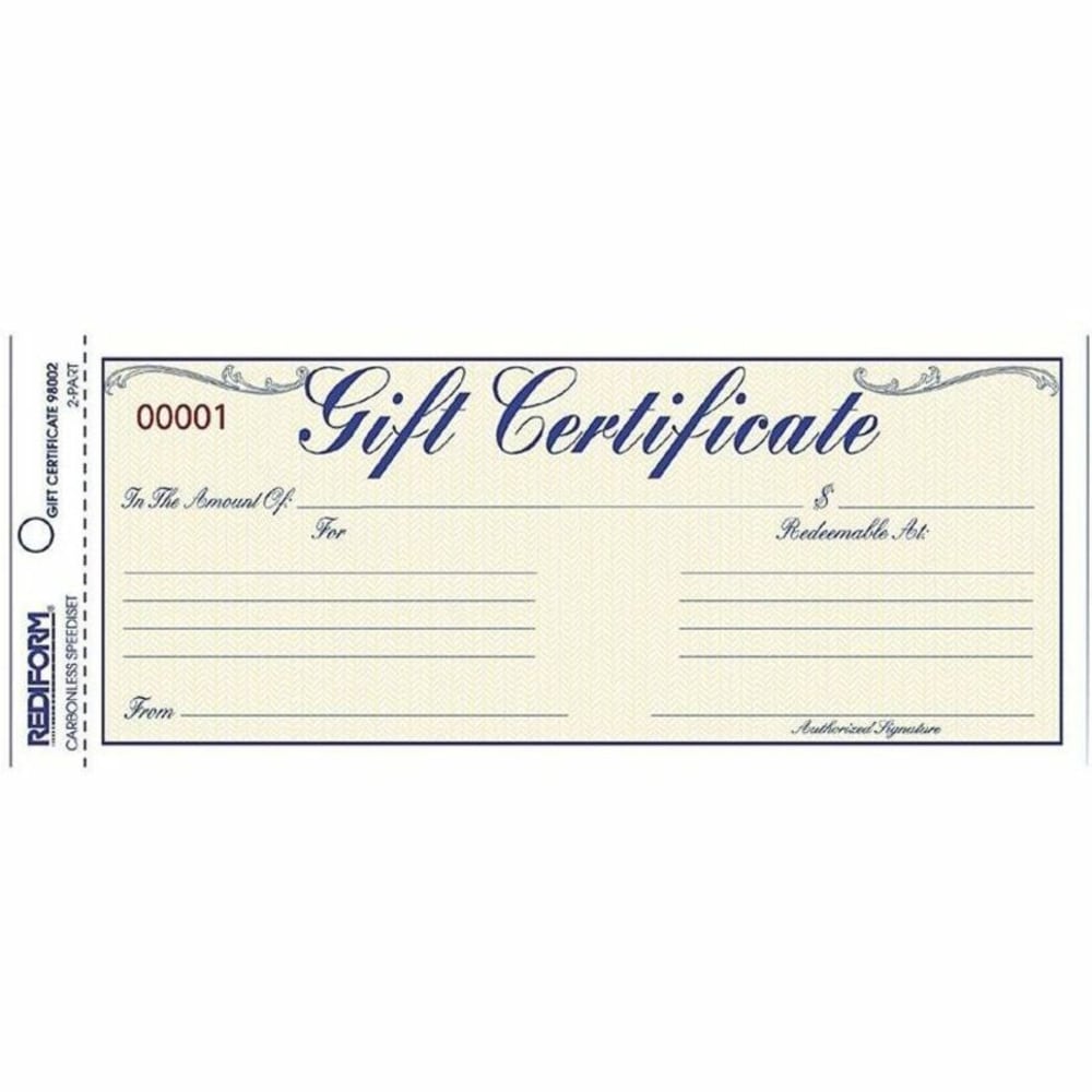 Rediform Gift Certificates with Envelopes - 8.5in Width x 3.7in Length - Blue - 25 / Pack