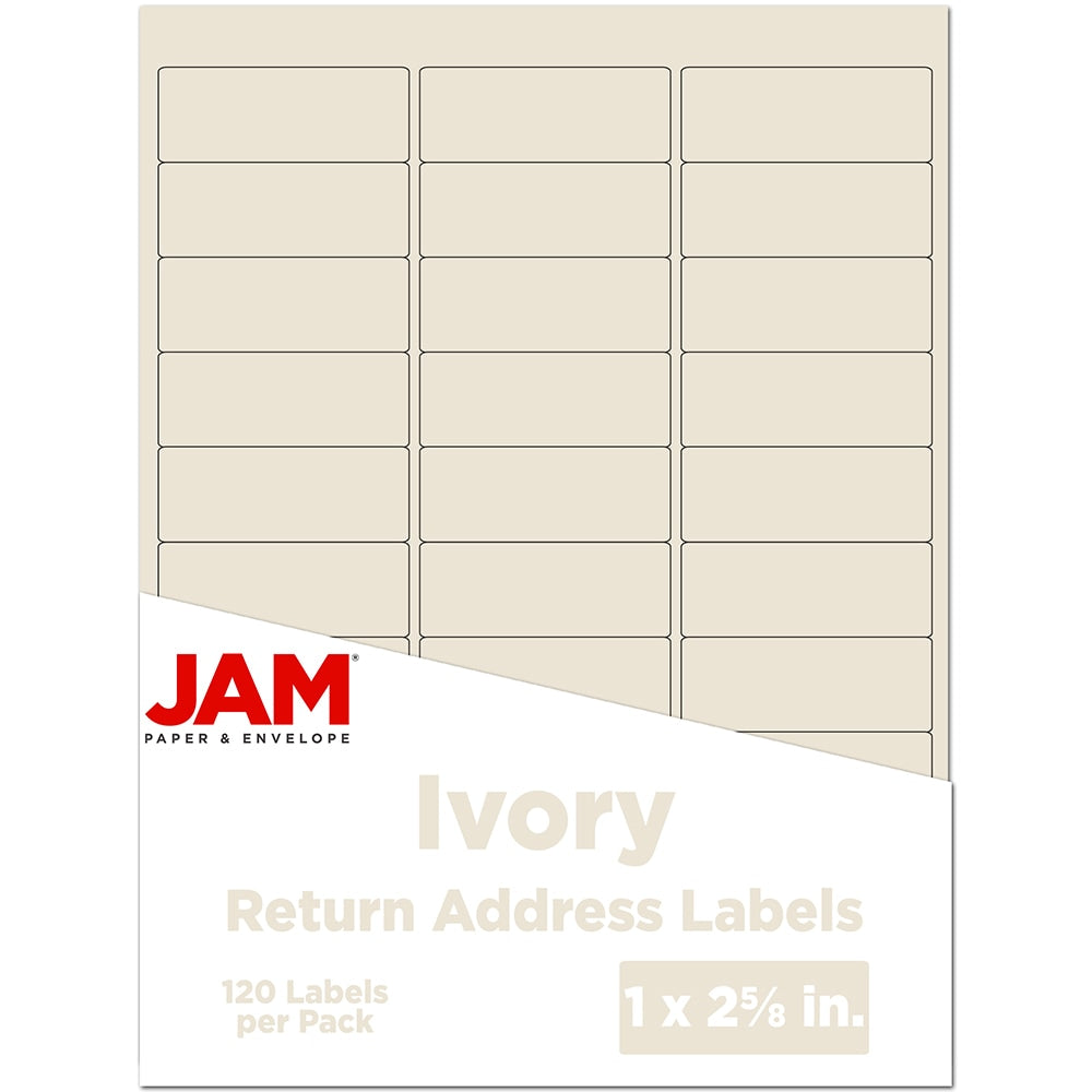 JAM Paper Mailing Address Labels, Rectangle, 2 5/8in x 1in, Ivory, Pack Of 120