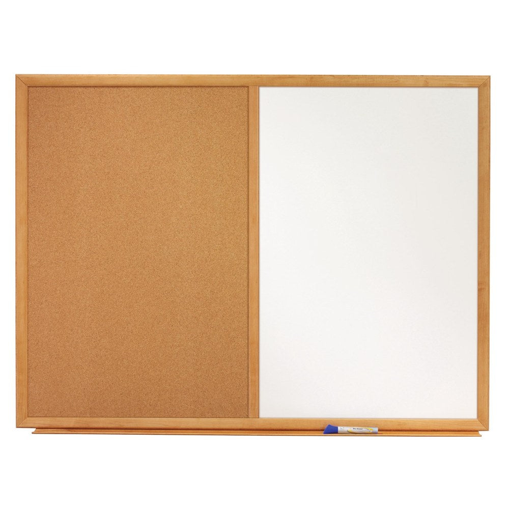 Quartet Non-Magnetic Melamine Dry-Erase/Bulletin Board, 36in x 48in, Oak Wood Frame