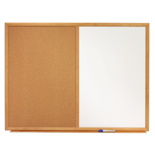 Quartet Non-Magnetic Melamine Dry-Erase/Bulletin Board, 36in x 48in, Oak Wood Frame