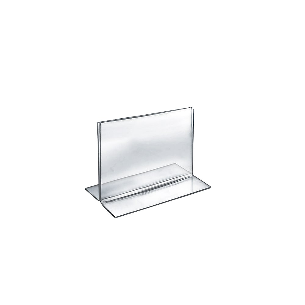 Azar Displays Double-Foot Acrylic Sign Holders, 5in x 6in, Clear, Pack Of 10