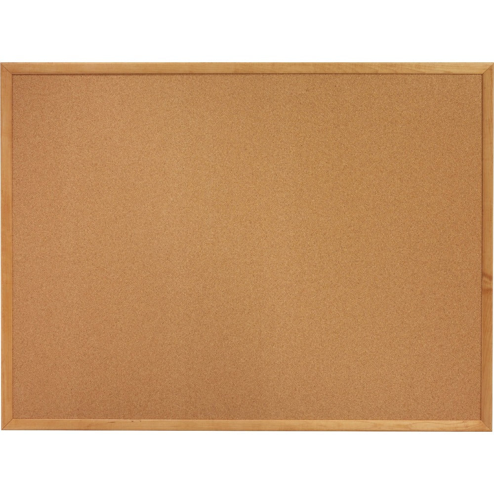 Lorell Cork Bulletin Board, 36in x 48in, Wood Frame With Oak Finish