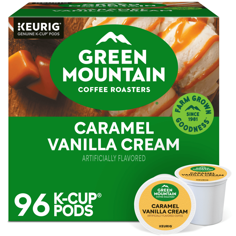 Green Mountain Coffee Roasters Single-Serve Coffee K-Cup, Caramel Vanilla, Carton Of 96, 4 Boxes of 24 pods