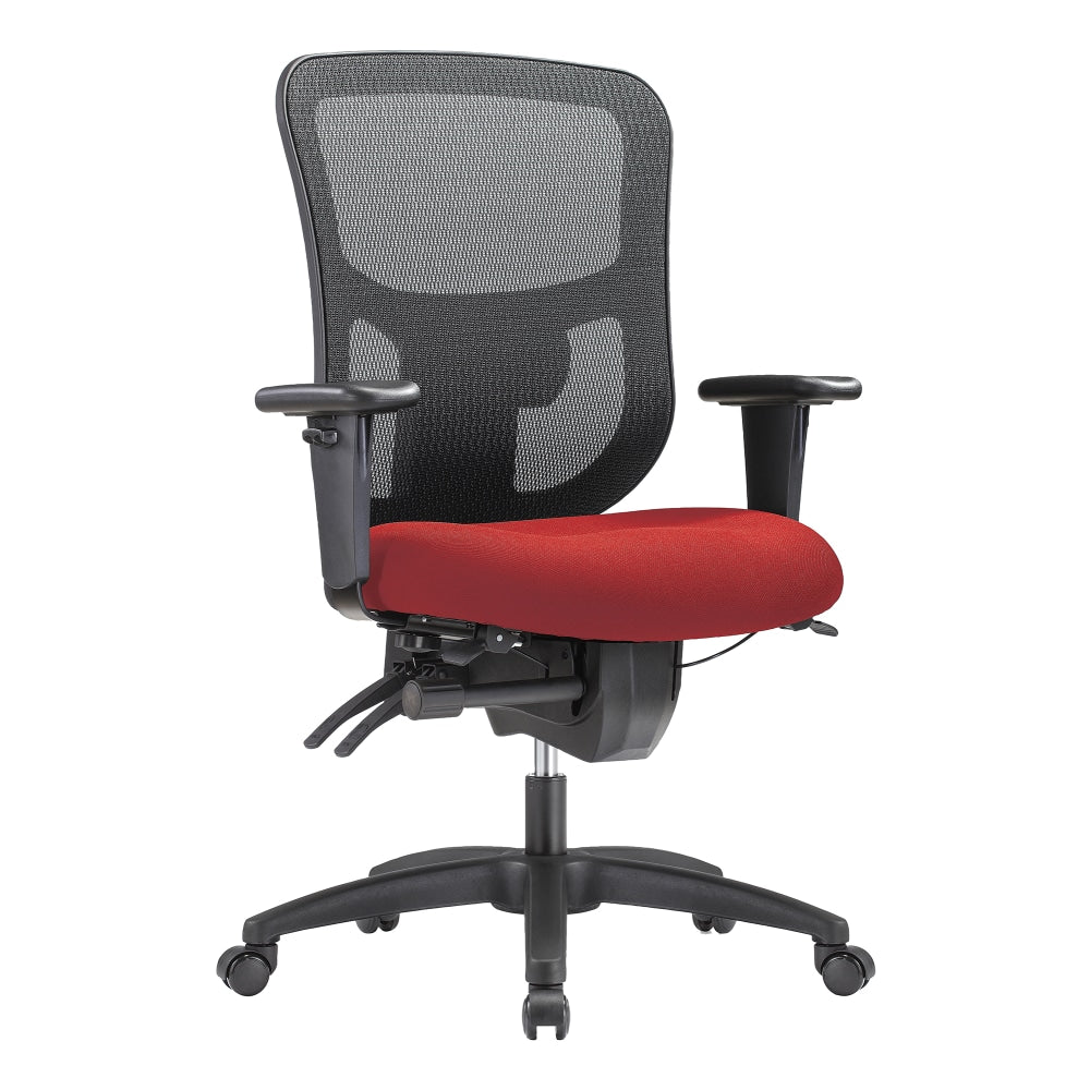 WorkPro 9500XL Series Big & Tall Ergonomic Mesh/Premium Fabric Mid-Back Chair, Black/Cherry, BIFMA Compliant