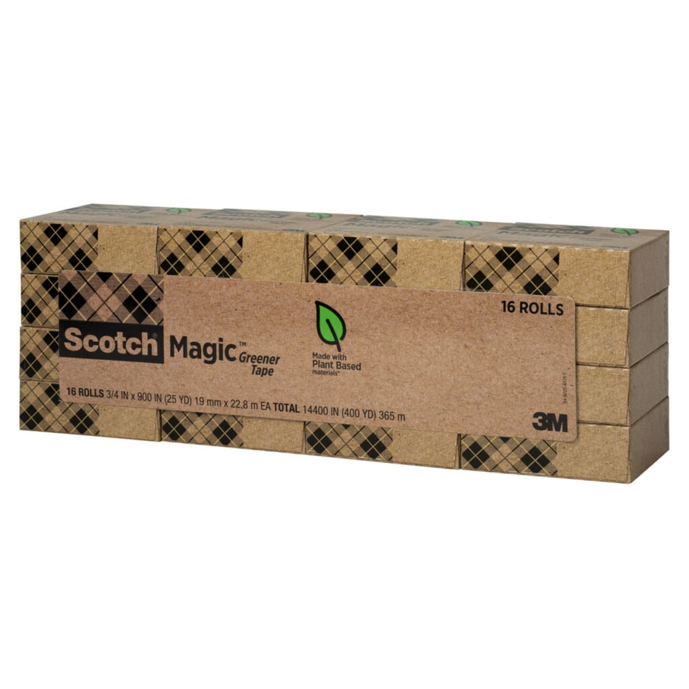 Scotch Greener Magic Tape, Invisible, 16 Tape Rolls, 3/4 in x 900 in, Home Office Supplies and School Supplies for College and Classrooms