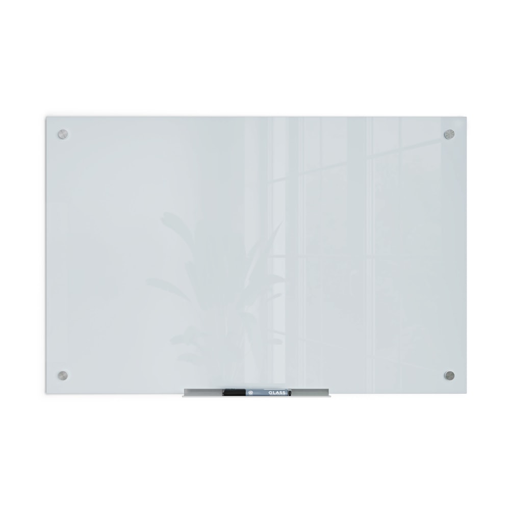 U Brands Glass Non-Magnetic Dry-Erase Board, 36in X 24in, White Frosted Surface, Frameless, Actual Size 35in X 23in (120U00-01)