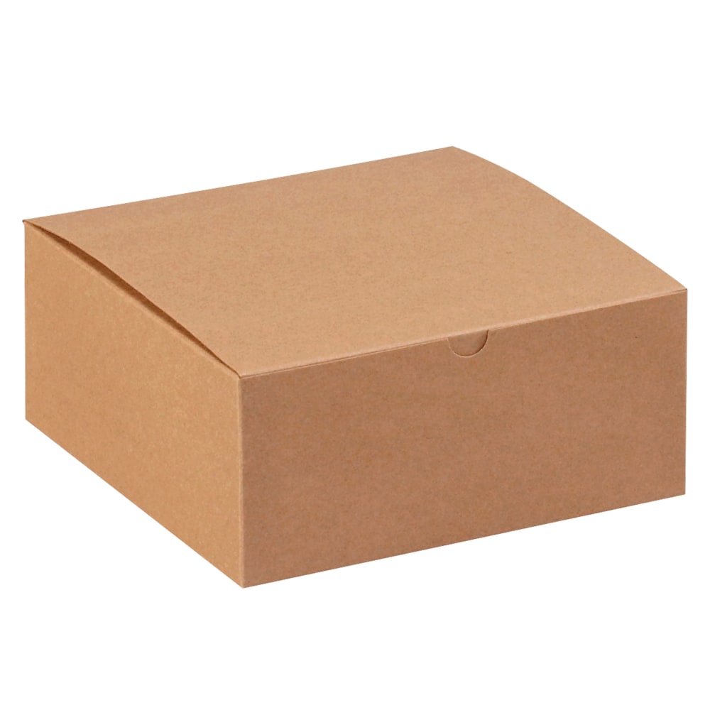 Office Depot Brand Gift Boxes, 8inL x 8inW x 3 1/2inH, 100% Recycled, Kraft, Case Of 100