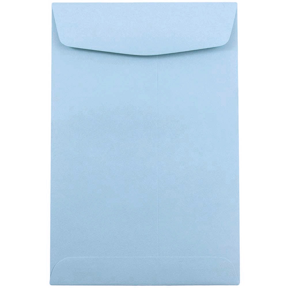 JAM Paper Open-End 6in x 9in Catalog Envelopes, Gummed Closure Baby Blue, Pack Of 10