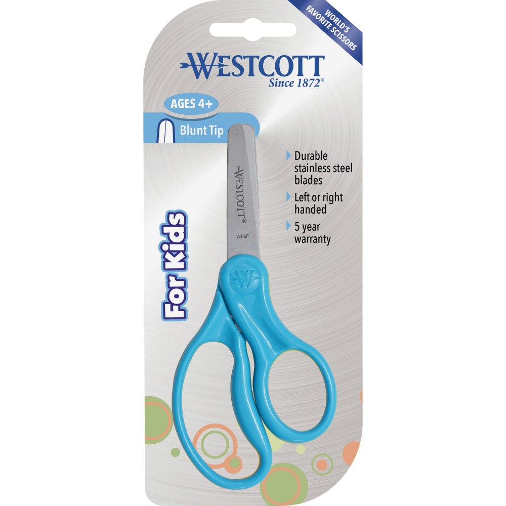 Westcott Blunt Tip 5in Kids Scissors - 5in Blade Length - 5in Overall Length - Stainless Steel - Blunted Tip - Assorted - 30 / Pack