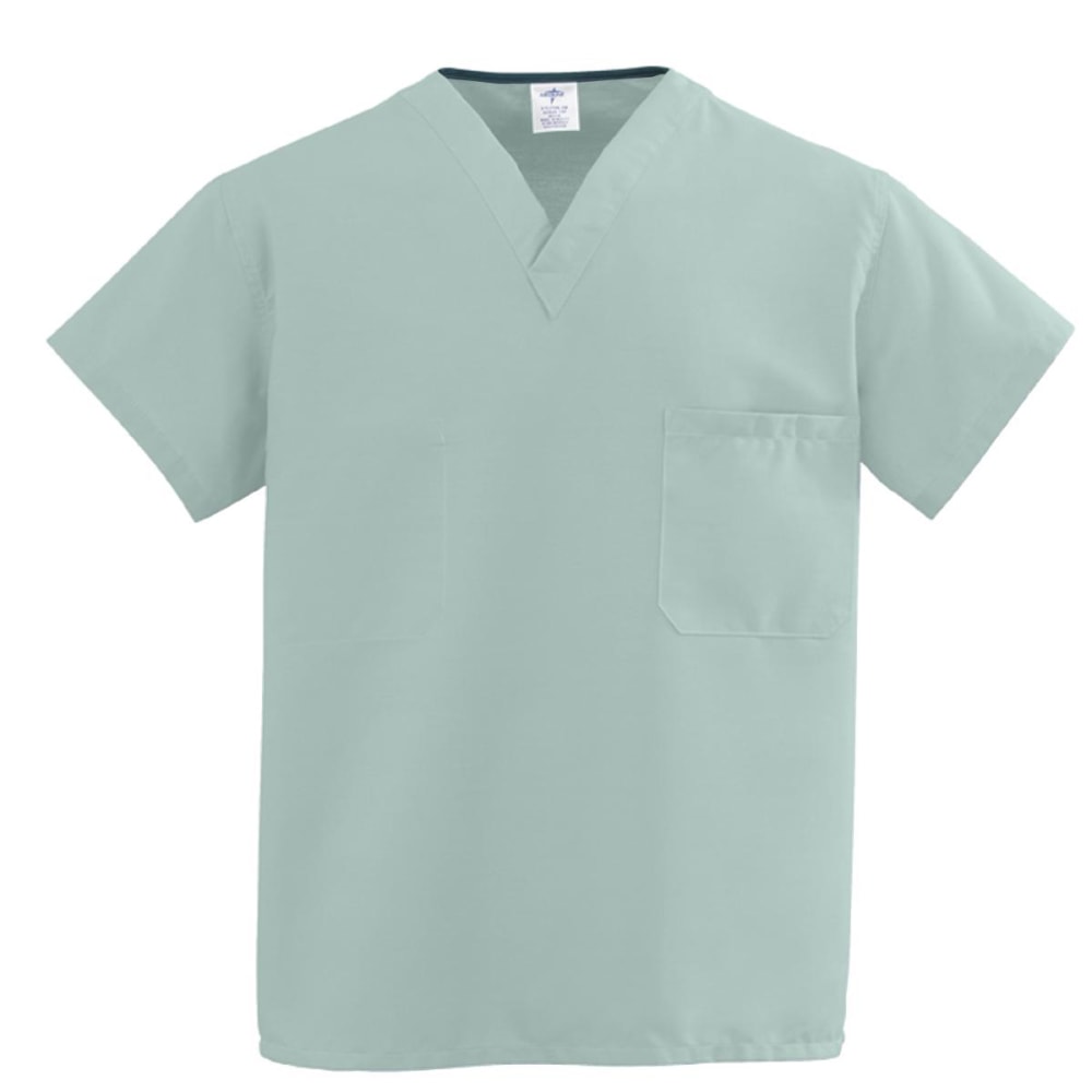 Medline ComfortEase Unisex 1-Pocket Reversible Scrub Top, 4X, Seaspray