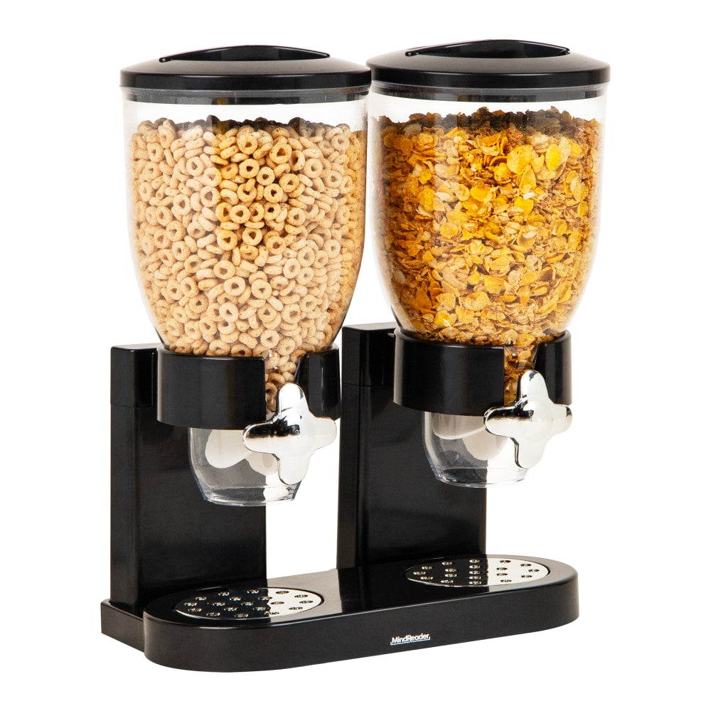 Mind Reader Double Cereal Dispenser For Countertops, 16-1/4inH x 7-1/2inW x 12-3/4inD, Black