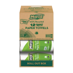 Marcal Small Steps U-Size-It 1-Ply Paper Towels, 100% Recycled, 140 Sheets Per Roll, Pack Of 12 Rolls