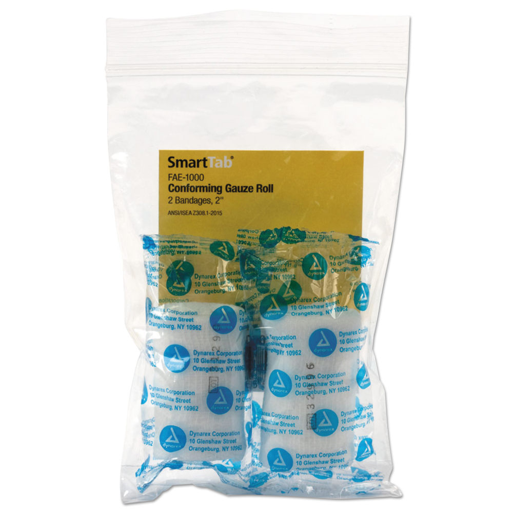 First Aid Only SmartTab Conforming Gauze Rolls Refill, 2in x 5 Yd., Pack Of 2