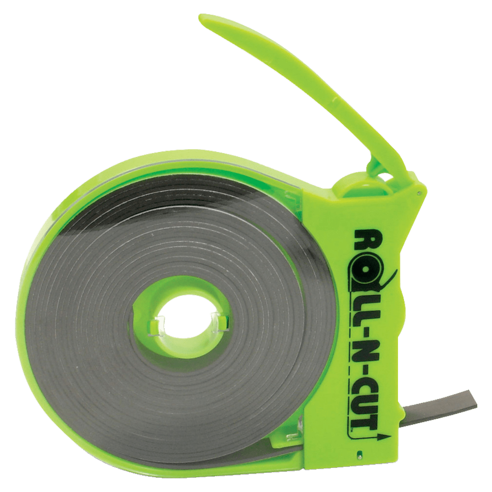Zeus Magnetic Tape with Self-Cutting Dispenser - 0.50in Width x 15 ft Length - Dispenser Included - 1 / Roll - Black