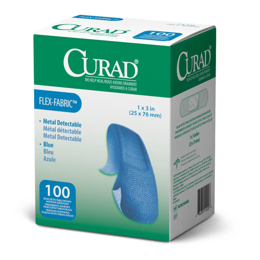 CURAD Food Service Adhesive Bandages, 1in x 3in, Blue, Pack Of 1,200