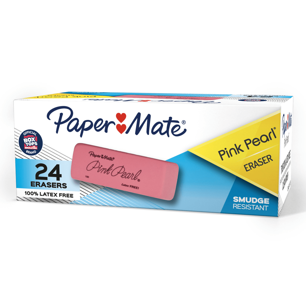 Paper Mate Pink Pearl Erasers, Medium, Box Of 24